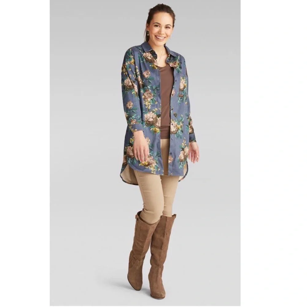 COCO + CARMEN NWT floral faux suede pocket tunic - Picture 7 of 8